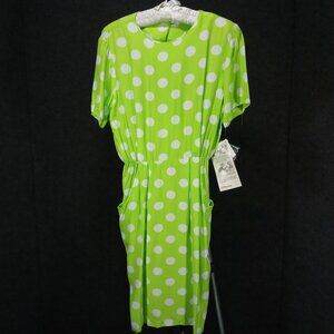 1970's Green & White Polka Dot Rayon Dress